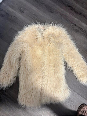 Blanc Noir Faux Fur Teddy Jacket Cream XS New
